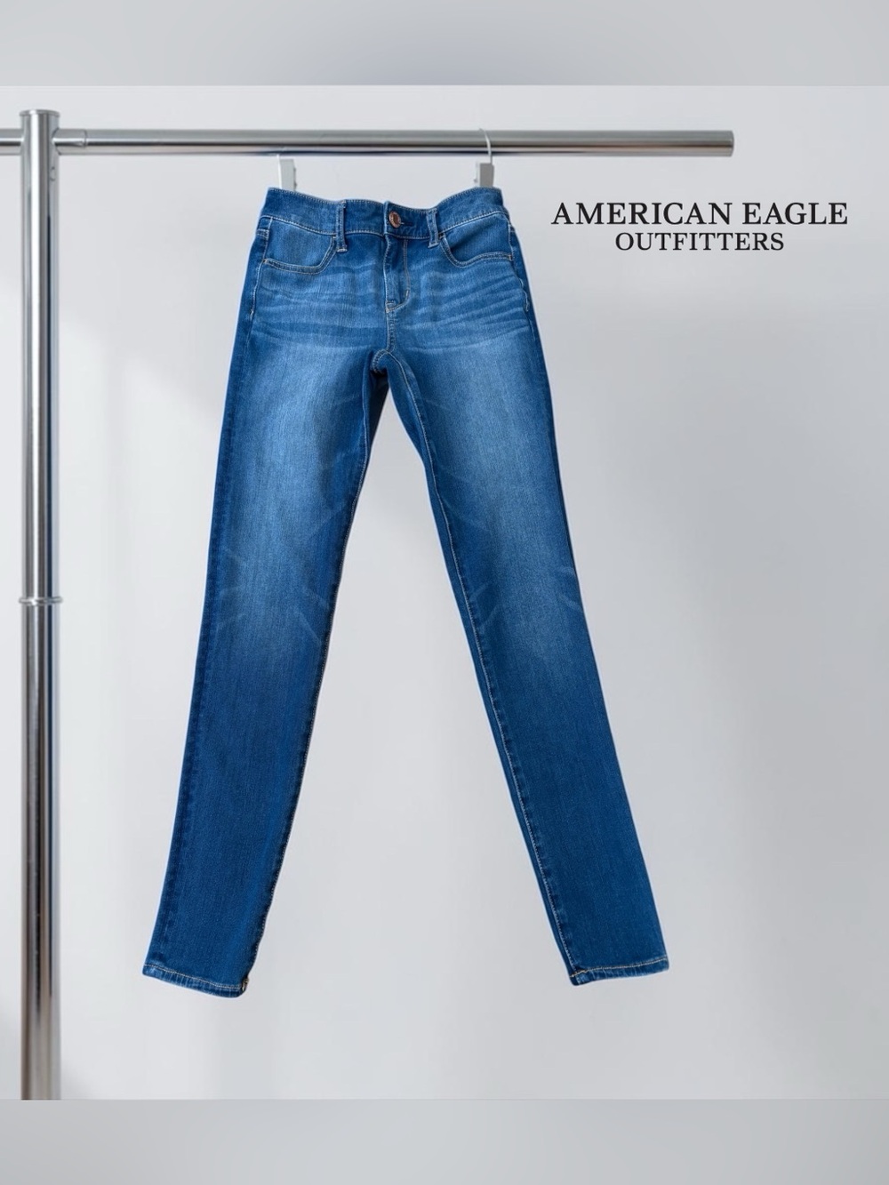 American Eagle Dream Jean Hi-Rise Jegging, Size 0 Regular, Super Stretch, Blue